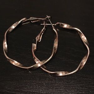 VTG Gold Tone Twisted Hoops Earrings